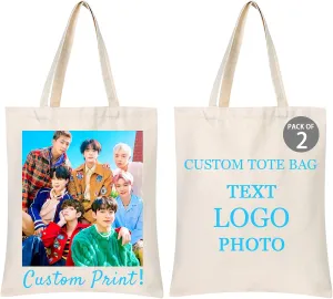 Personalized Tote Bag, Canvas Tote Bag With Customizable Pictures and Text, Reusable Grocery Bag