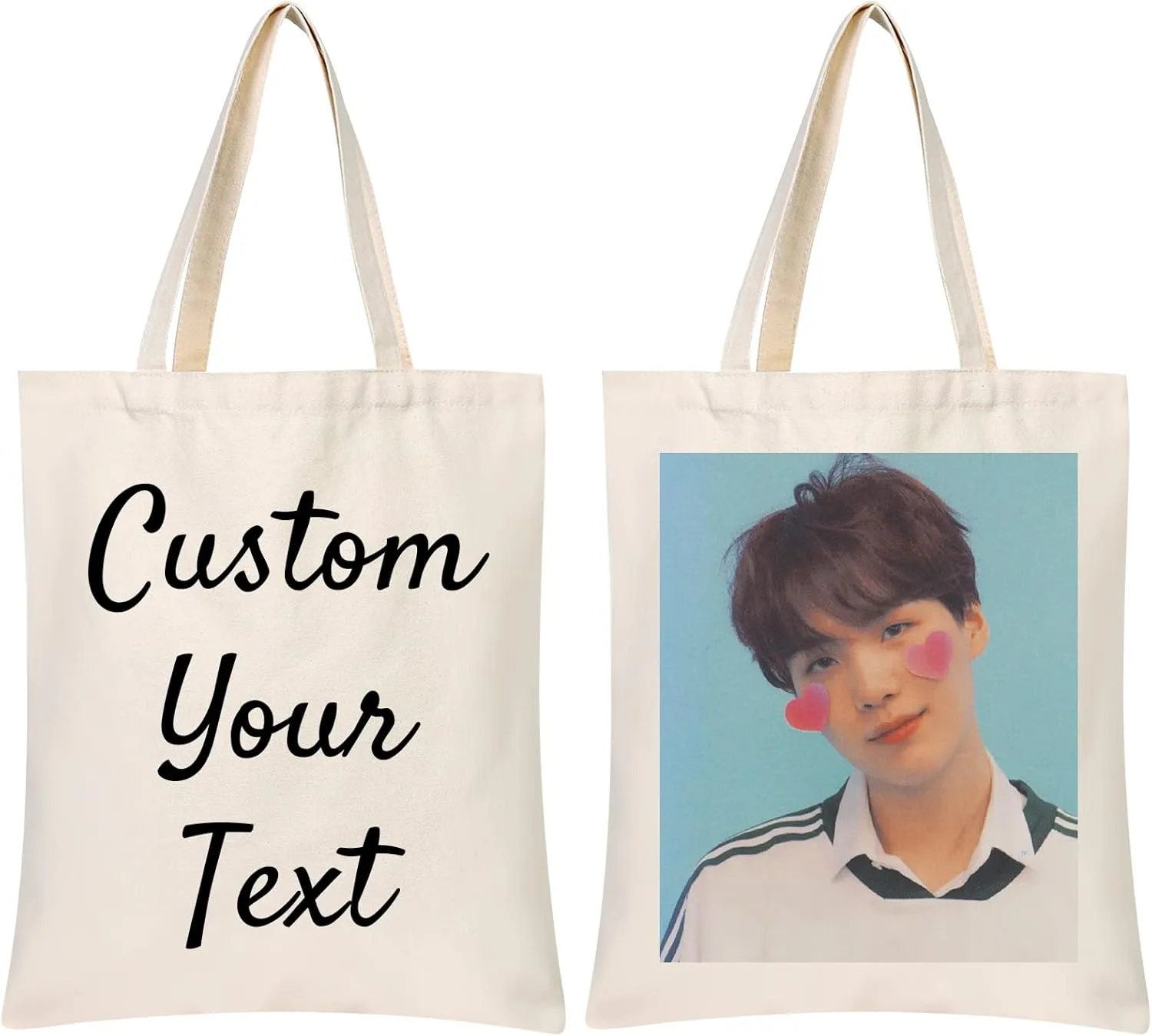 Personalized Tote Bag, Canvas Tote Bag With Customizable Pictures and Text, Reusable Grocery Bag