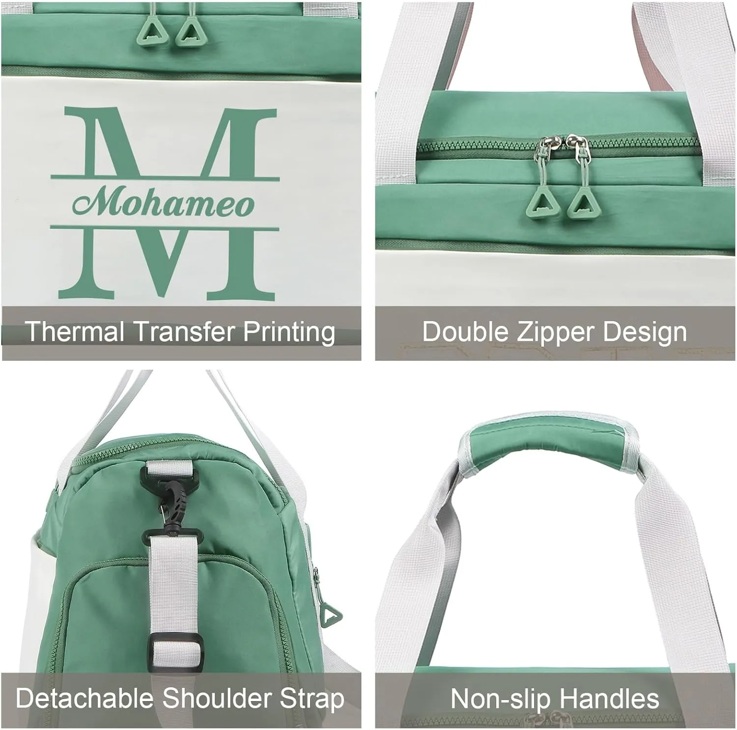 Personalized Travel Duffel Bag: Custom Large Waterproof Travel Bag with Name and Letter - Travel Luggage Bag with Shoes Compartment for Women Men