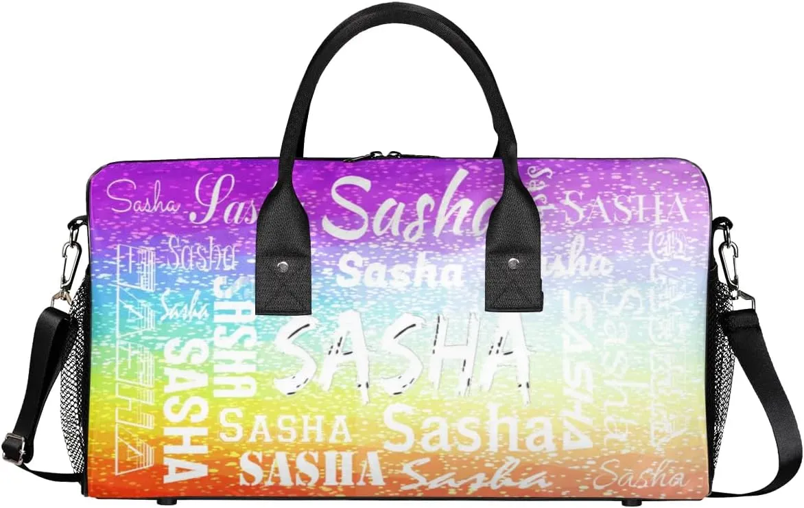 Personalized Travel Duffel Bag with Name, Custom Gymnastics Cheer Dance Gym Duffel Bag for Women Men Overnight Weekender Bag Birthday Gifts, Colorful Glitter Shine (No Glitter)