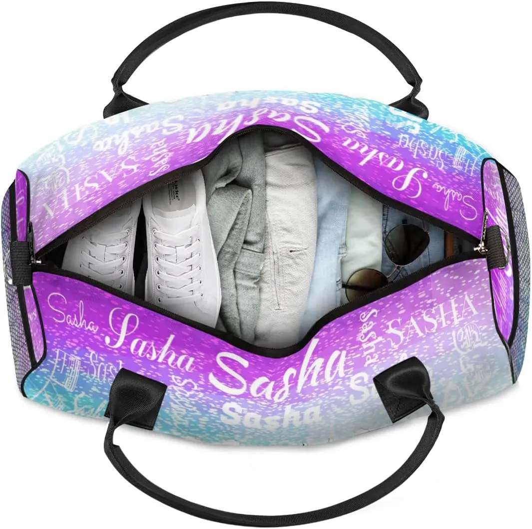 Personalized Travel Duffel Bag with Name, Custom Gymnastics Cheer Dance Gym Duffel Bag for Women Men Overnight Weekender Bag Birthday Gifts, Colorful Glitter Shine (No Glitter)