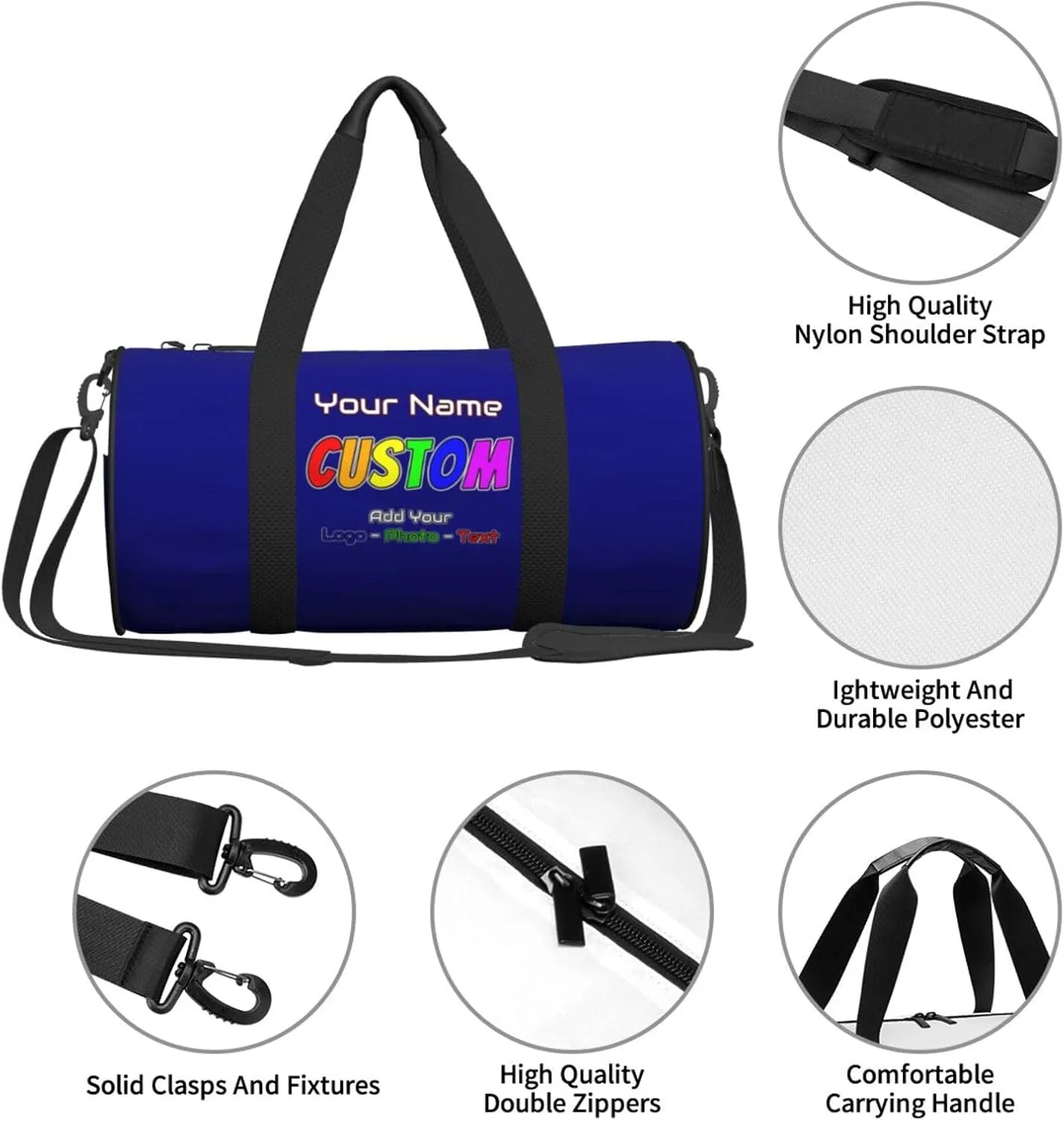 Personalzied Duffle Bags Unisex Custom Gym Sports Bags Customized Tote Bags For Travel Yoga Golf Customized Gifts Navy Blue