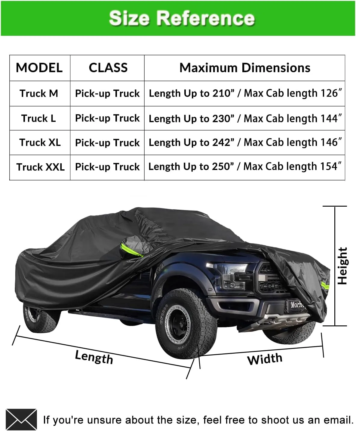 Pickup Truck Cover Waterproof All Weather, Outdoor Indoor Truck Protection Cover for Ford f150 / Chevy Silverado/Dodge Ram 1500, Truck Tarp Cover Black(Length 230 to 242 inch)