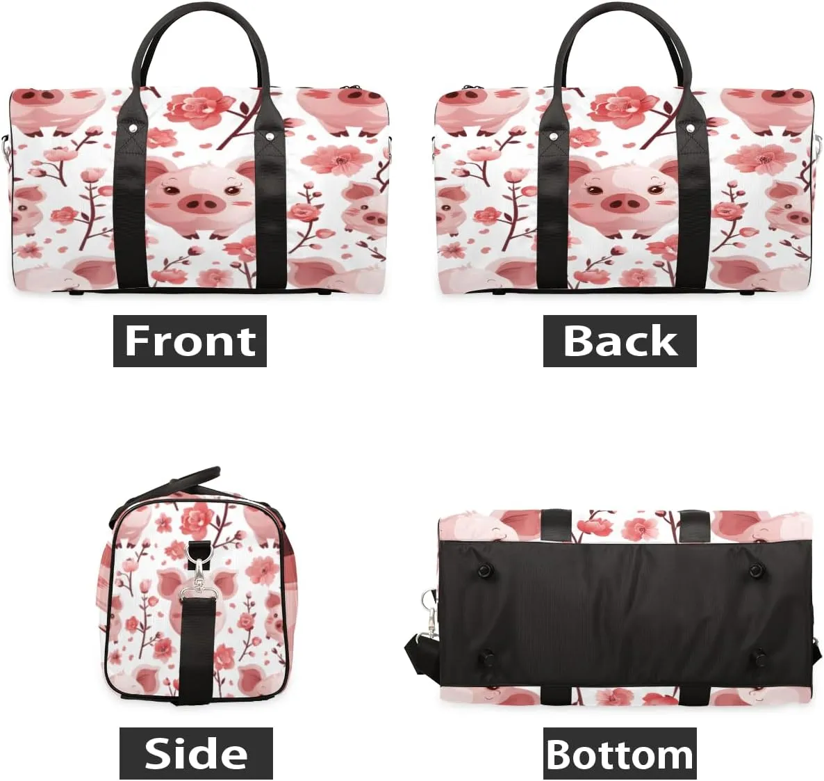 Pig Travel Duffle Bag, Sports Gym Bags for Women Men, Carry On Weekender Overnight Bag, Cute Workout Hospital Airplane Trips Bag