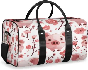 Pig Travel Duffle Bag, Sports Gym Bags for Women Men, Carry On Weekender Overnight Bag, Cute Workout Hospital Airplane Trips Bag