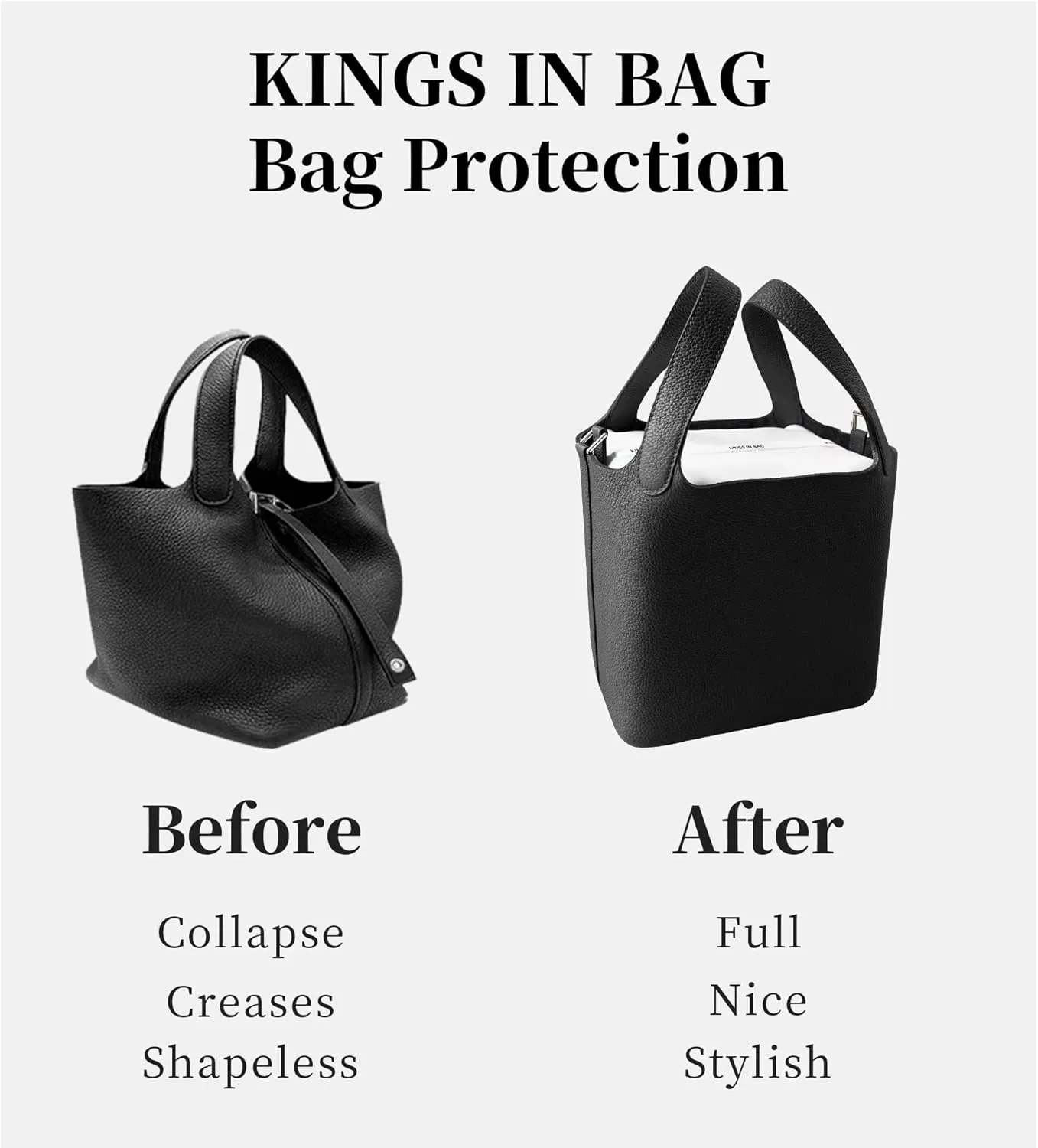 Pillow Insert for Picotin 18, Memory Foam Bag Pillow for Luxury Bag, Satin Soft Surface, Lightweight Shaper for Women Purse (Biscuit, PC18)