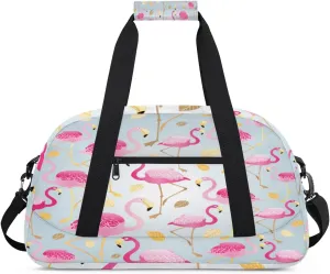 Pink Flamingo Gym Duffel Bag for Men Women Flamingo Sports Tote Bag with Adjustable Shoulder Strap for Dance Gymnastics Traveling Outdoor Camping Overnight Stay