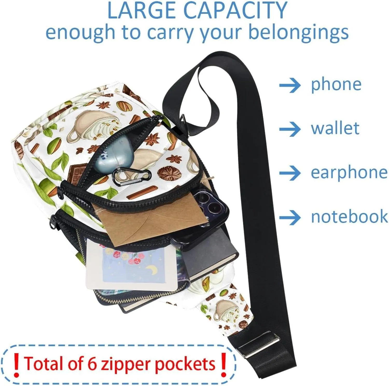 pistachio vanilla and cinnamon hot choco Sling Backpack Bag