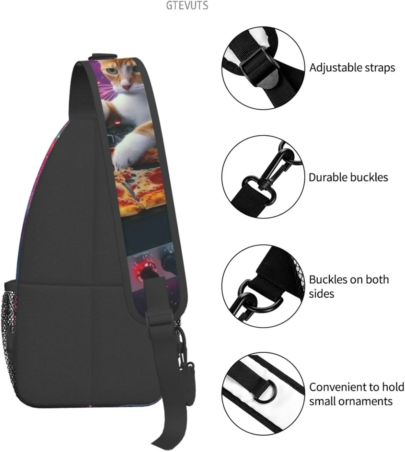 Pizza Cats Crossbody Bag for Women Men- Fashion Backpack Daypack Travel Shoulder Bags Outdoor
