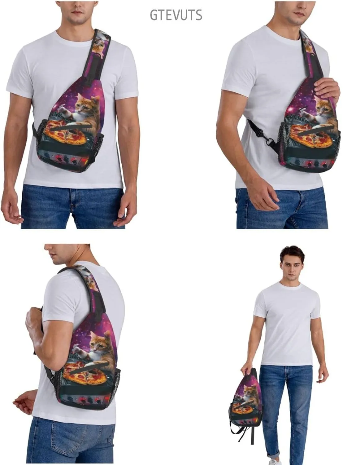 Pizza Cats Crossbody Bag for Women Men- Fashion Backpack Daypack Travel Shoulder Bags Outdoor