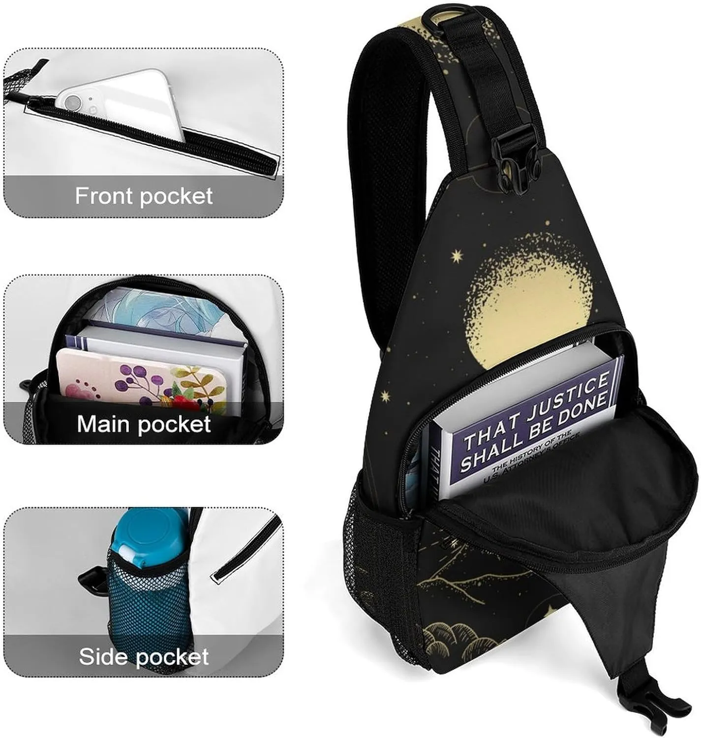 Planet-sun-planets-print Sling Bag Crossbody Chest Bag Shoulder Bag For Travel Hiking Cycling Camping, 38x20cm, Style-4
