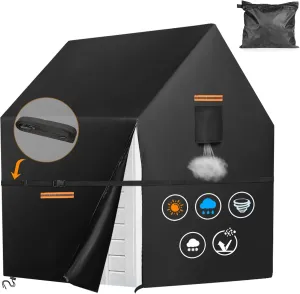 Playhouse Cover for Outdoor Waterproof,GRABADO 420D Heavy Duty Playhouse for Kids Cover,Universal Toddler Backyard Play House Cover,Easier to Cover by Side Zipper,4 Reflective Strips&Windproof Buckle