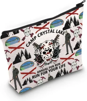 PLITI Camp Crystal Lake Gift Jason Horror Movie Inspired Gift Camping Counselor Makeup Bag Scary Movies Characters Gift (Camp Lake Run Bag)