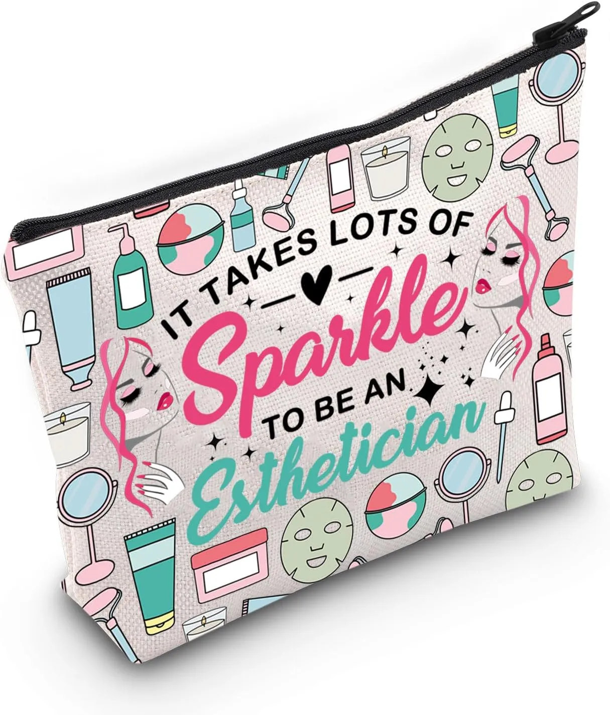 PLITI Esthetician Gifts For Women Graduation Beauty Artist Gift It Takes Lots Of Sparkle To Be An Esthetician Makeup Bag (Sparkle Esthetician Bag)