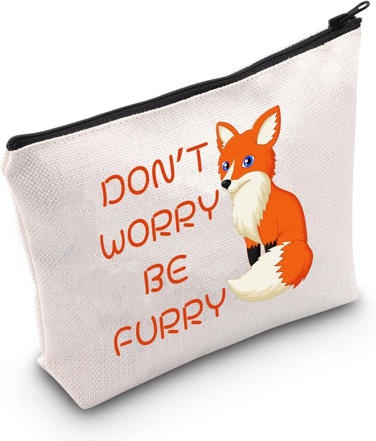 PLITI Fox Gifts For Fox Lovers Makeup Bag Crazy Fox Lady Gift Fox Theme Gift Don't Worry Be Furry Funny Fox Animal Lover Gift (be furry bag)