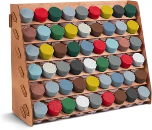 Plydolex Paint Rack Organizer with 54 Holes Suitable for Tamiya Paints - Wall-mounted Wooden Craft Paint Storage Rack - Craft Paint Holder Rack 16x5.2x12.6 inch