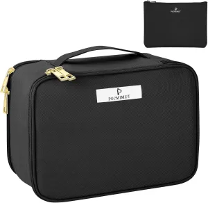 Pocmimut Makeup Bag and Jewelry Bag,Travel Makeup Case for Women 2 in 1 Waterproof Travel Make Up Bag and Jewelry Bag Brushes Bag for Earrings Necklaces Bracelets(Black)