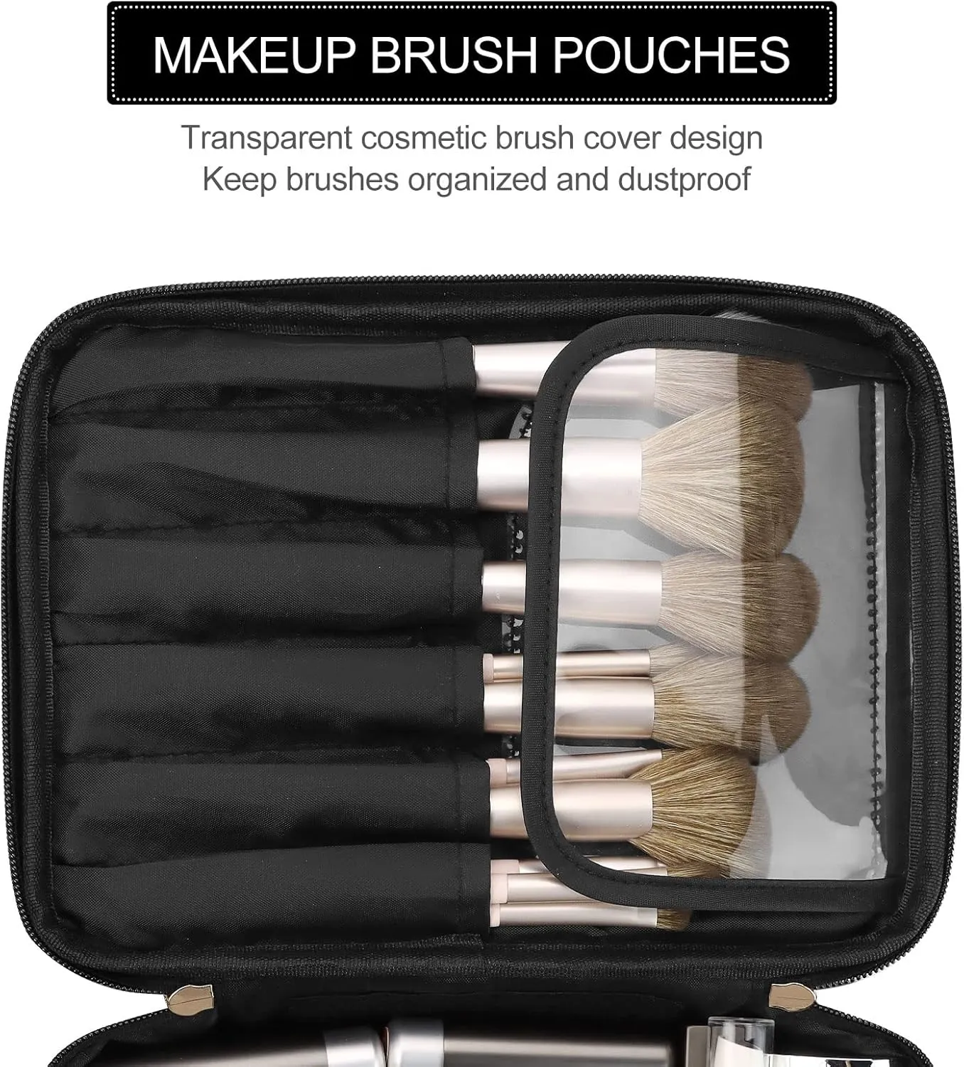Pocmimut Makeup Bag and Jewelry Bag,Travel Makeup Case for Women 2 in 1 Waterproof Travel Make Up Bag and Jewelry Bag Brushes Bag for Earrings Necklaces Bracelets(Black)