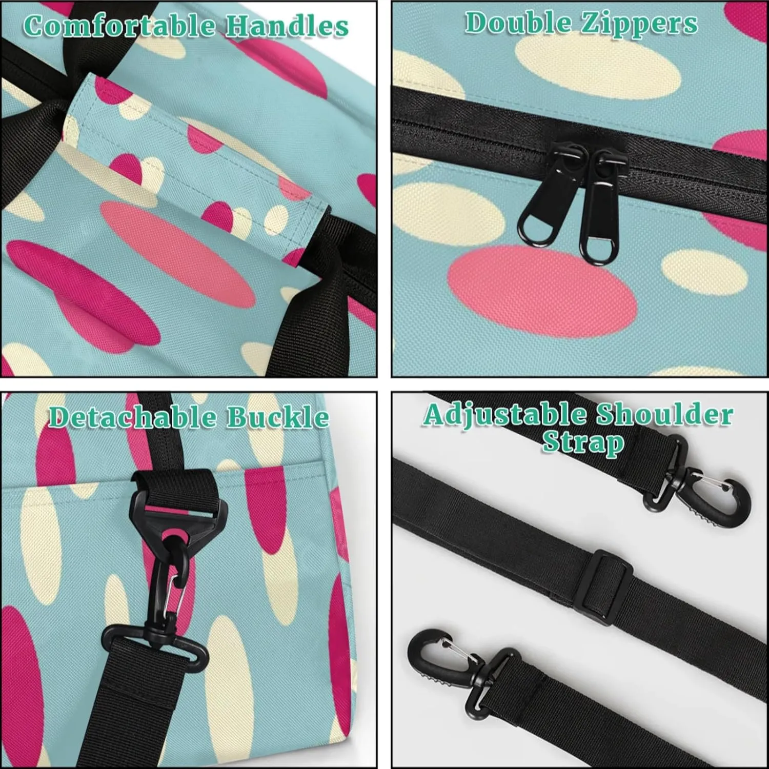 Polka Dot Small Gym Bag for Women Men, Watercolor Rainbow Colorful Travel Duffle Bag Workout Dance Tote Bag Carry On Overnight Weekender Bag