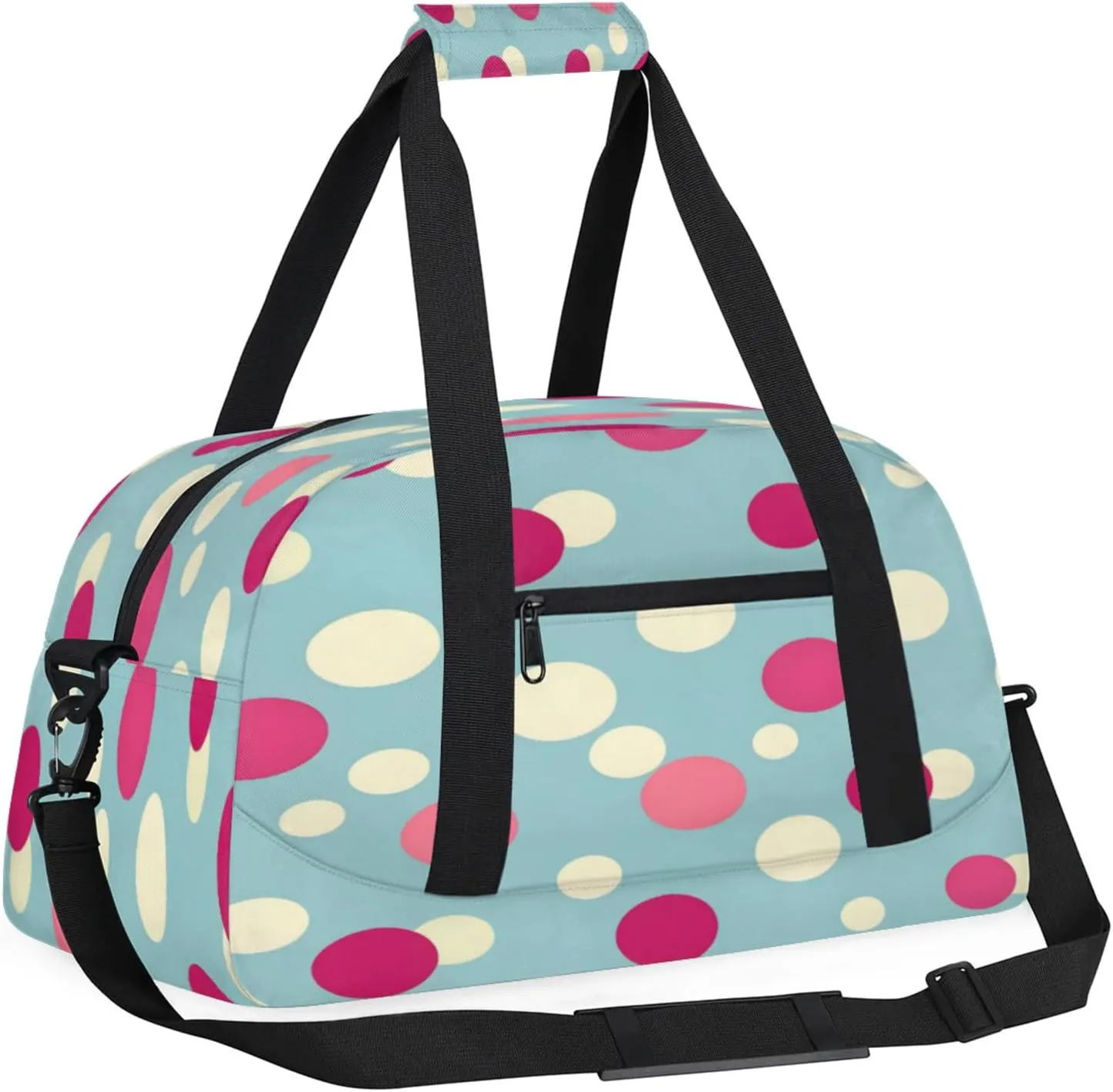 Polka Dot Small Gym Bag for Women Men, Watercolor Rainbow Colorful Travel Duffle Bag Workout Dance Tote Bag Carry On Overnight Weekender Bag
