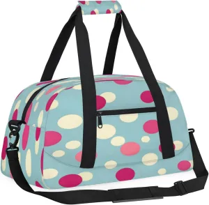 Polka Dot Small Gym Bag for Women Men, Watercolor Rainbow Colorful Travel Duffle Bag Workout Dance Tote Bag Carry On Overnight Weekender Bag