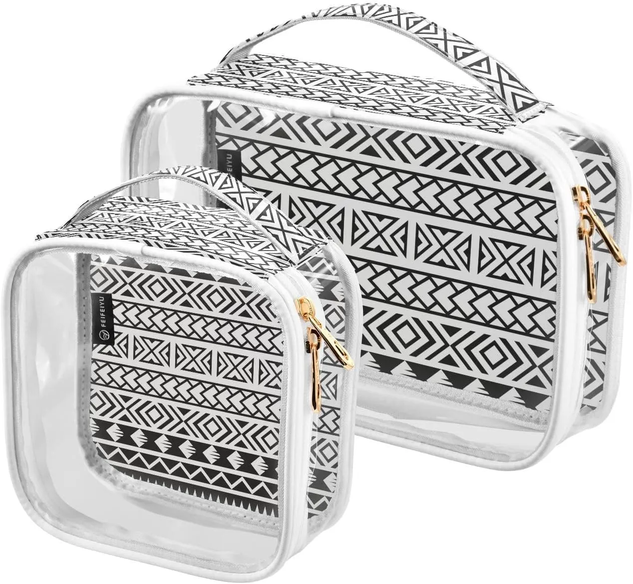 Polynesian Hawaiian 2 Pieces Clear Makeup Cosmetic Bags for Traveling Vacation Organizing, Toiletry Bags for Women Men, PVC Waterproof Travel Organizer