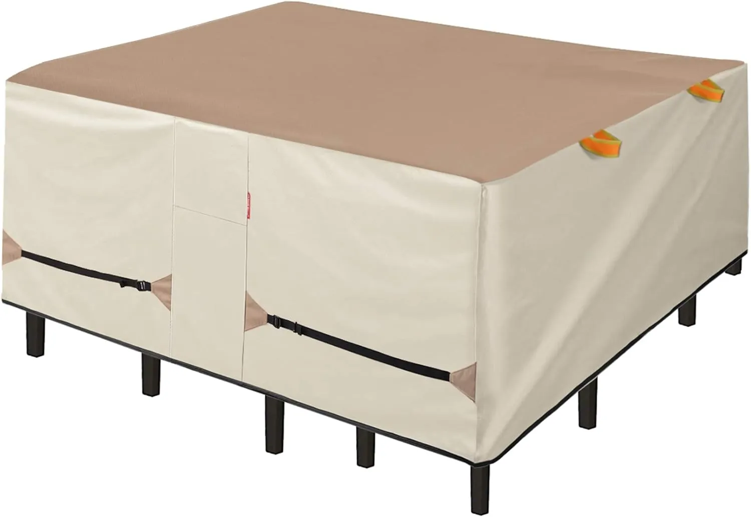 Porch Shield Patio Table Cover - Waterproof Outdoor Dining Table and Chairs Furniture Set Cover Square - 55 x 55 inch, Light Tan & Khaki