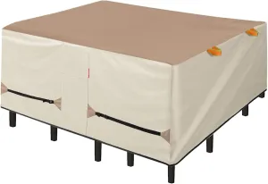Porch Shield Patio Table Cover - Waterproof Outdoor Dining Table and Chairs Furniture Set Cover Square - 55 x 55 inch, Light Tan & Khaki