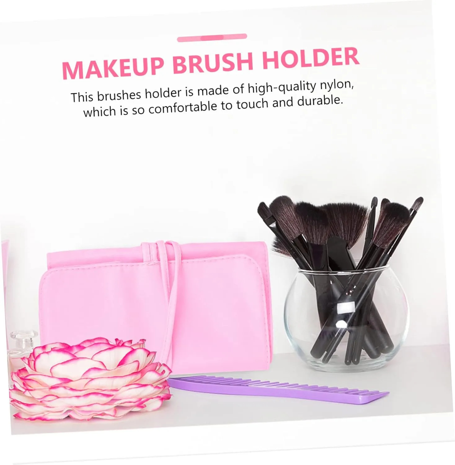 Portable Makeup Brush Holder Organizer Case Rolling Pouch for Travel Business Trips and Outdoor Activities Present for Women and Girls Spacious and Convenient