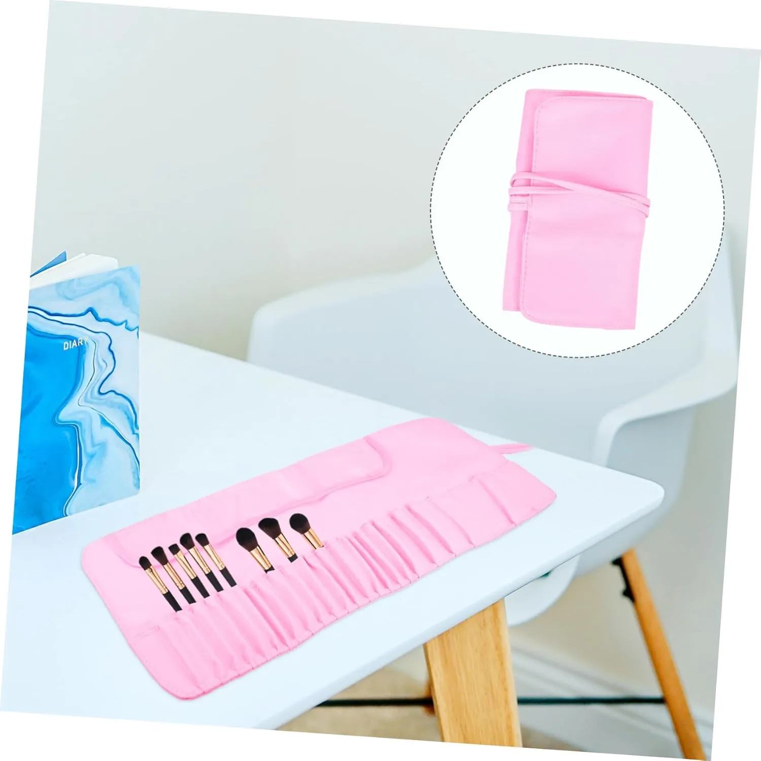 Portable Makeup Brush Holder Organizer Case Rolling Pouch for Travel Business Trips and Outdoor Activities Present for Women and Girls Spacious and Convenient
