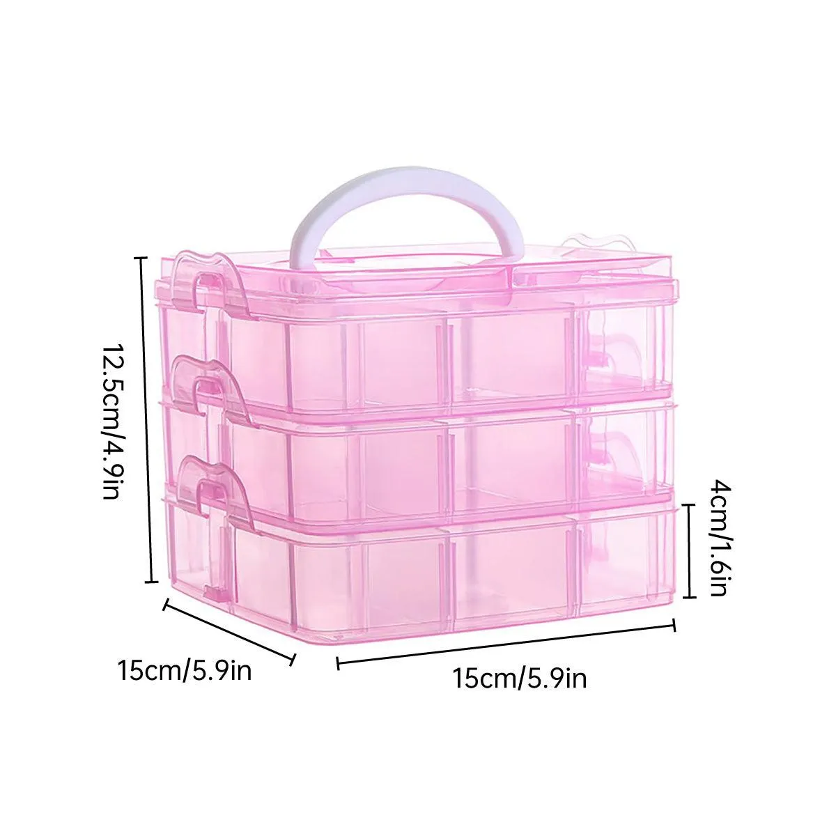 Portable Plastic Jewelry Organizer Box Three layers Detachable Makeup Storager