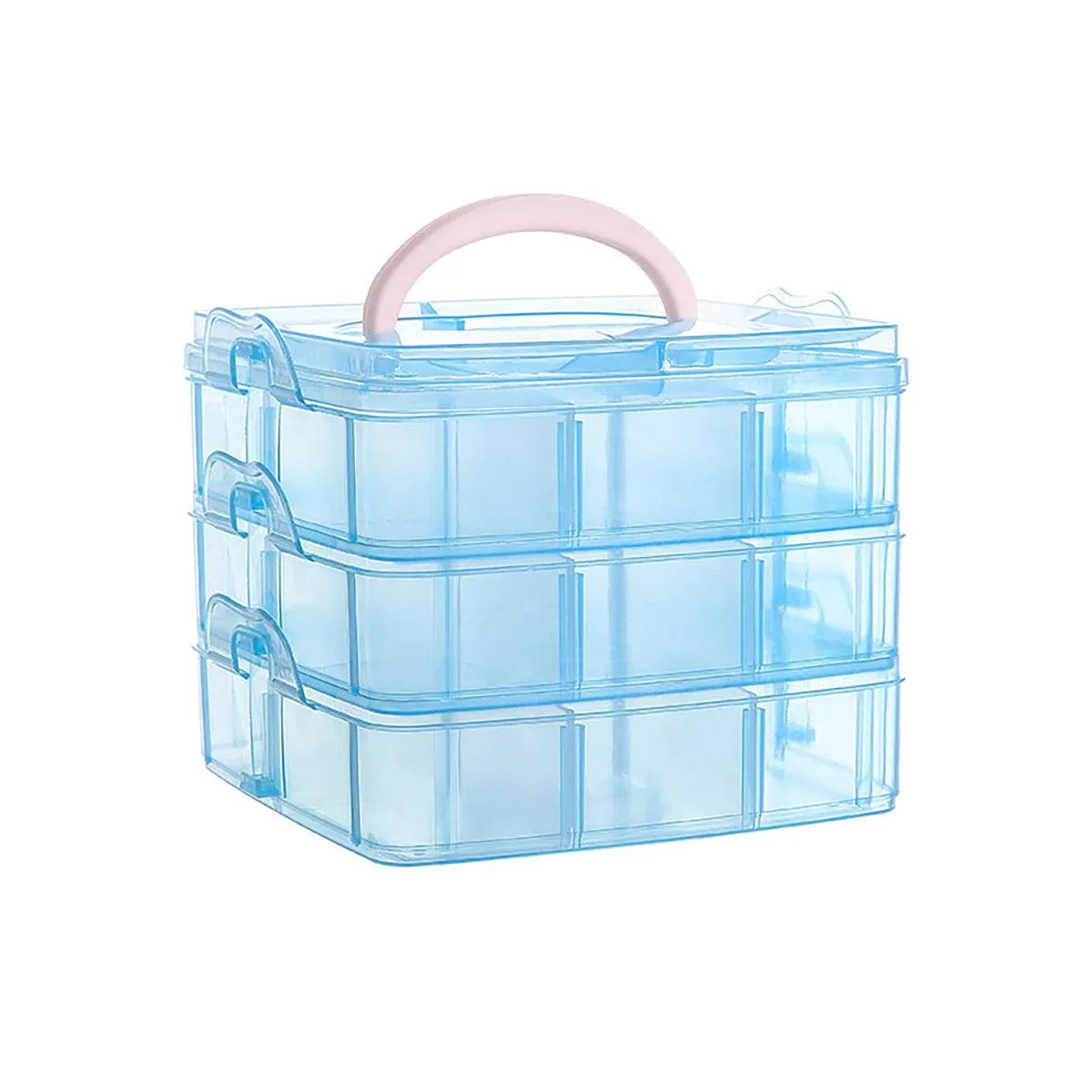 Portable Plastic Jewelry Organizer Box Three layers Detachable Makeup Storager