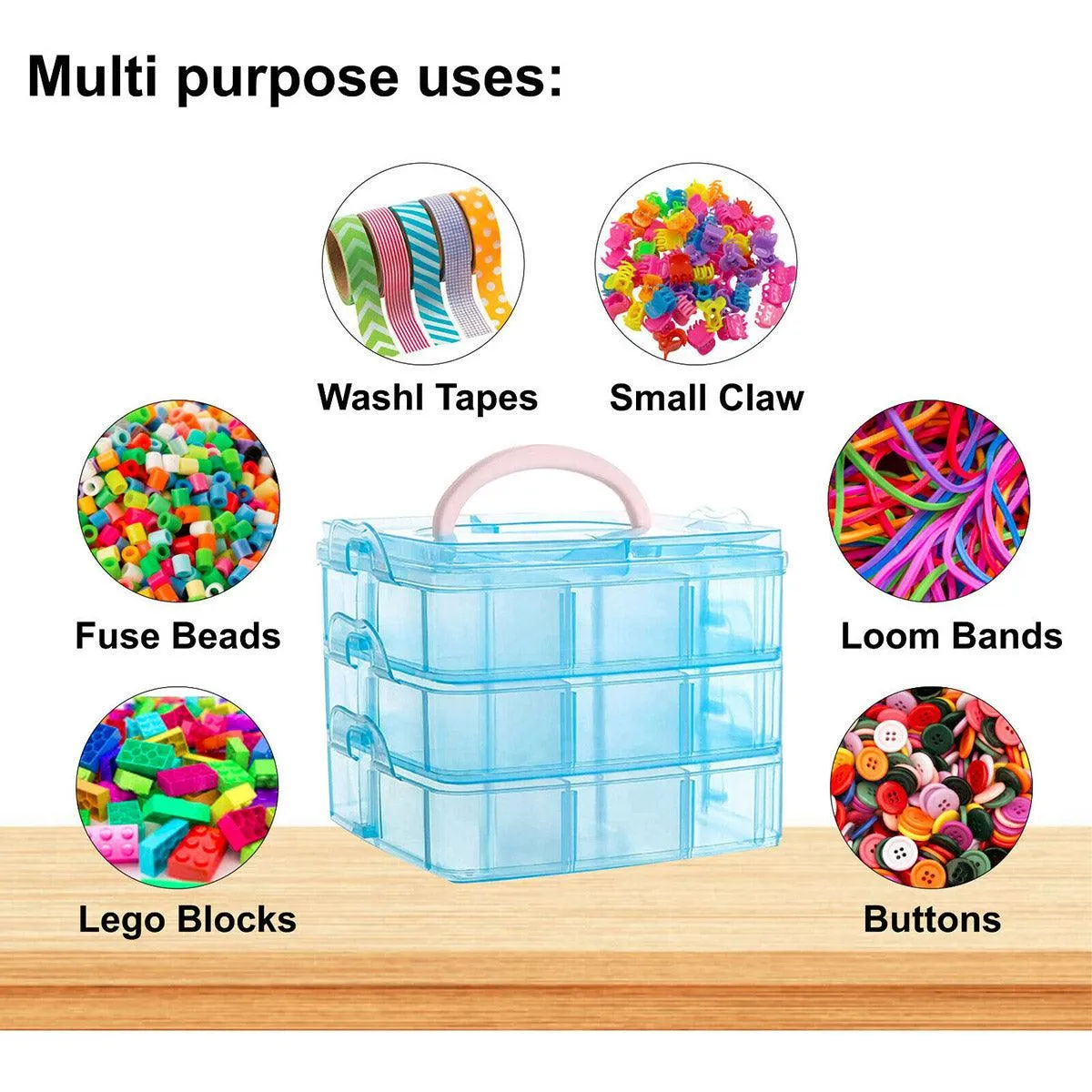 Portable Plastic Jewelry Organizer Box Three layers Detachable Makeup Storager