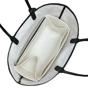 Premium Bag Organizer fits Saint Louis PM Bag Organizer and St Louis GM Tote Bag Insert, Handmade 2mm Double Layered Oval Shaped Felt Snug Sturdy Silver Zipper (For St Louis PM, Beige)