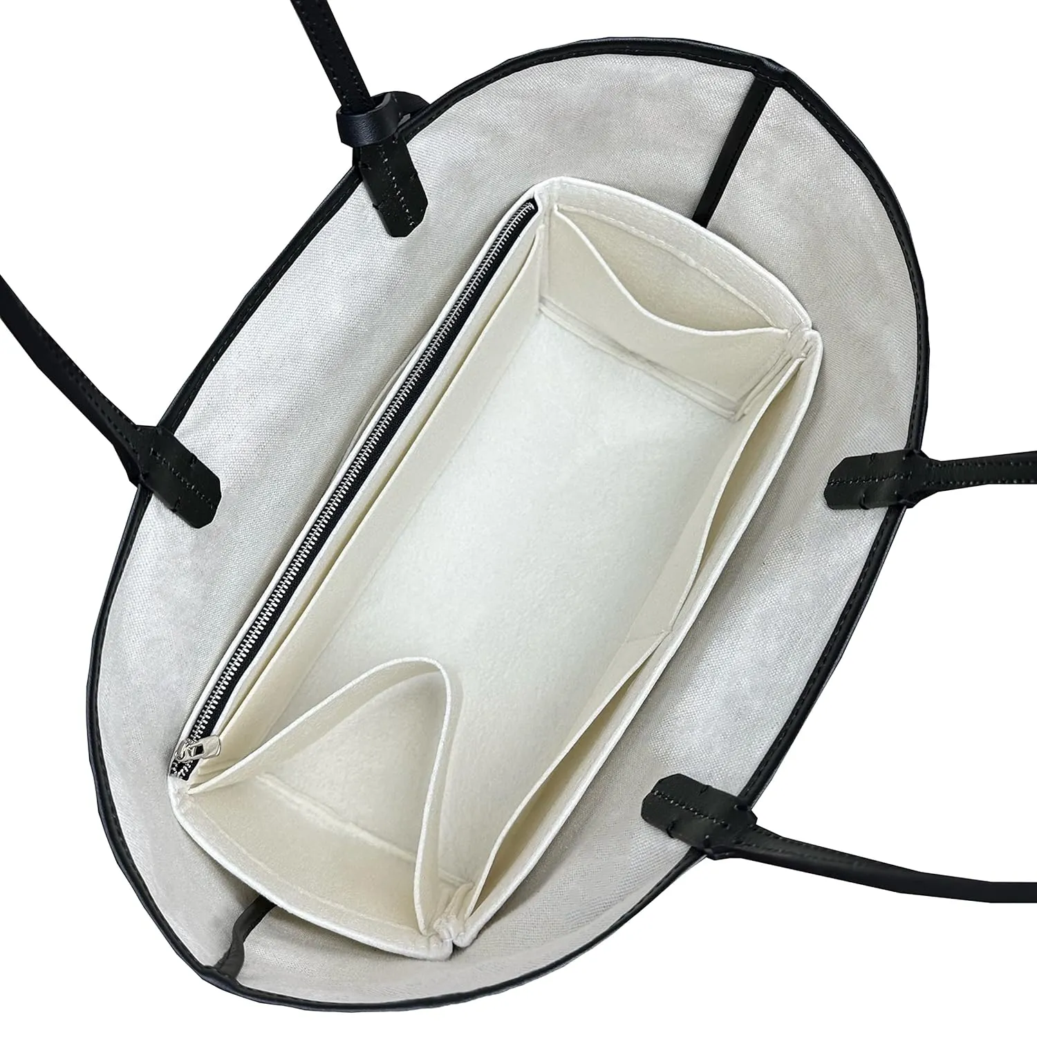 Premium Bag Organizer fits St louis PM Bag Organizer and St Louis GM Tote Bag Insert, Handmade 2mm Double Layered Oval Shaped Felt Snug Sturdy Silver Zipper (For St Louis GM, Sunrise Red)