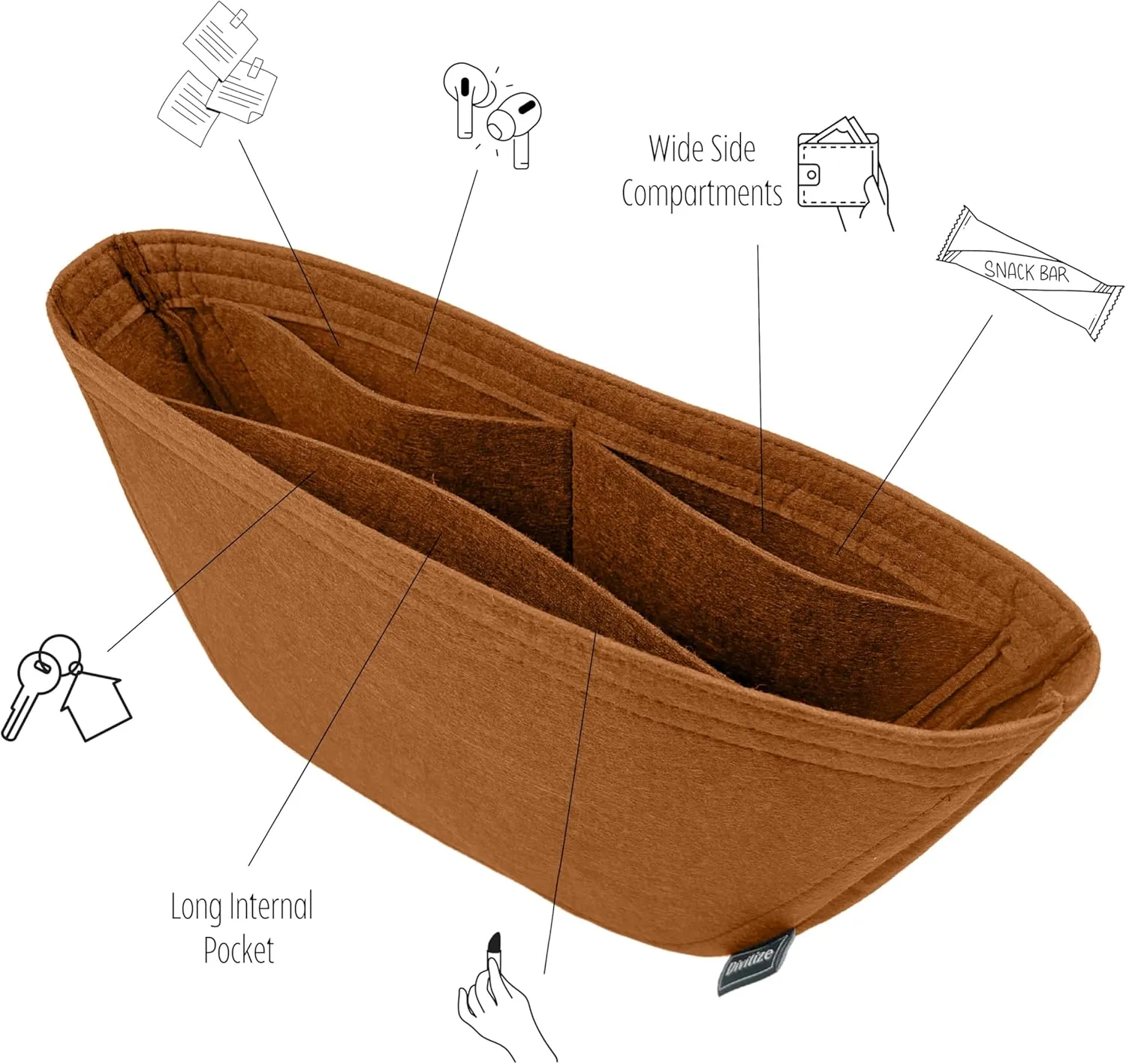 Premium Purse Organizer compatible with Celine Heloise Cuir Bag Organizer - Handmade 2mm Felt Purse Insert, Pefect Fit Round Shape (Beige, For Medium Hel*ise)