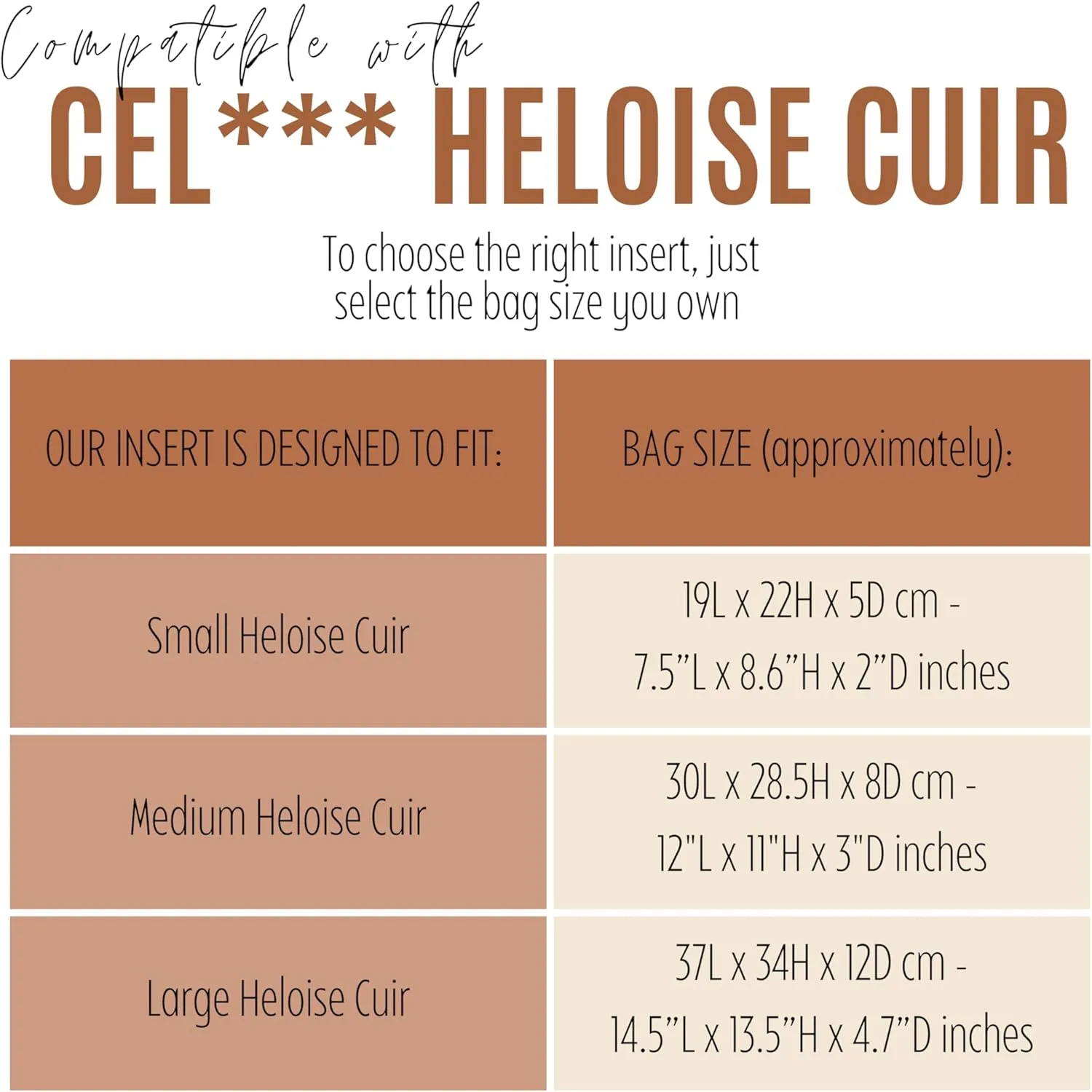 Premium Purse Organizer compatible with Celine Heloise Cuir Bag Organizer - Handmade 2mm Felt Purse Insert, Pefect Fit Round Shape (Beige, For Medium Hel*ise)