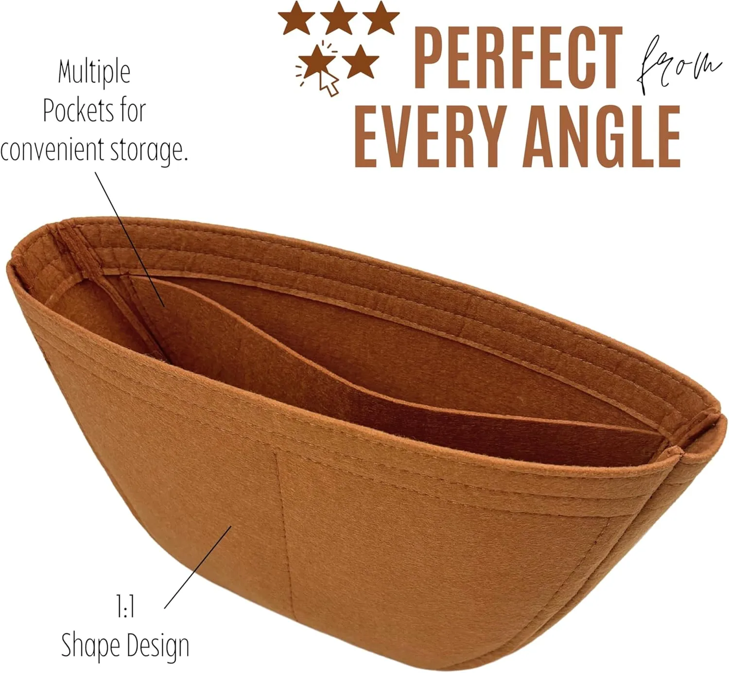 Premium Purse Organizer compatible with Celine Heloise Cuir Bag Organizer - Handmade 2mm Felt Purse Insert, Pefect Fit Round Shape (Beige, For Medium Hel*ise)