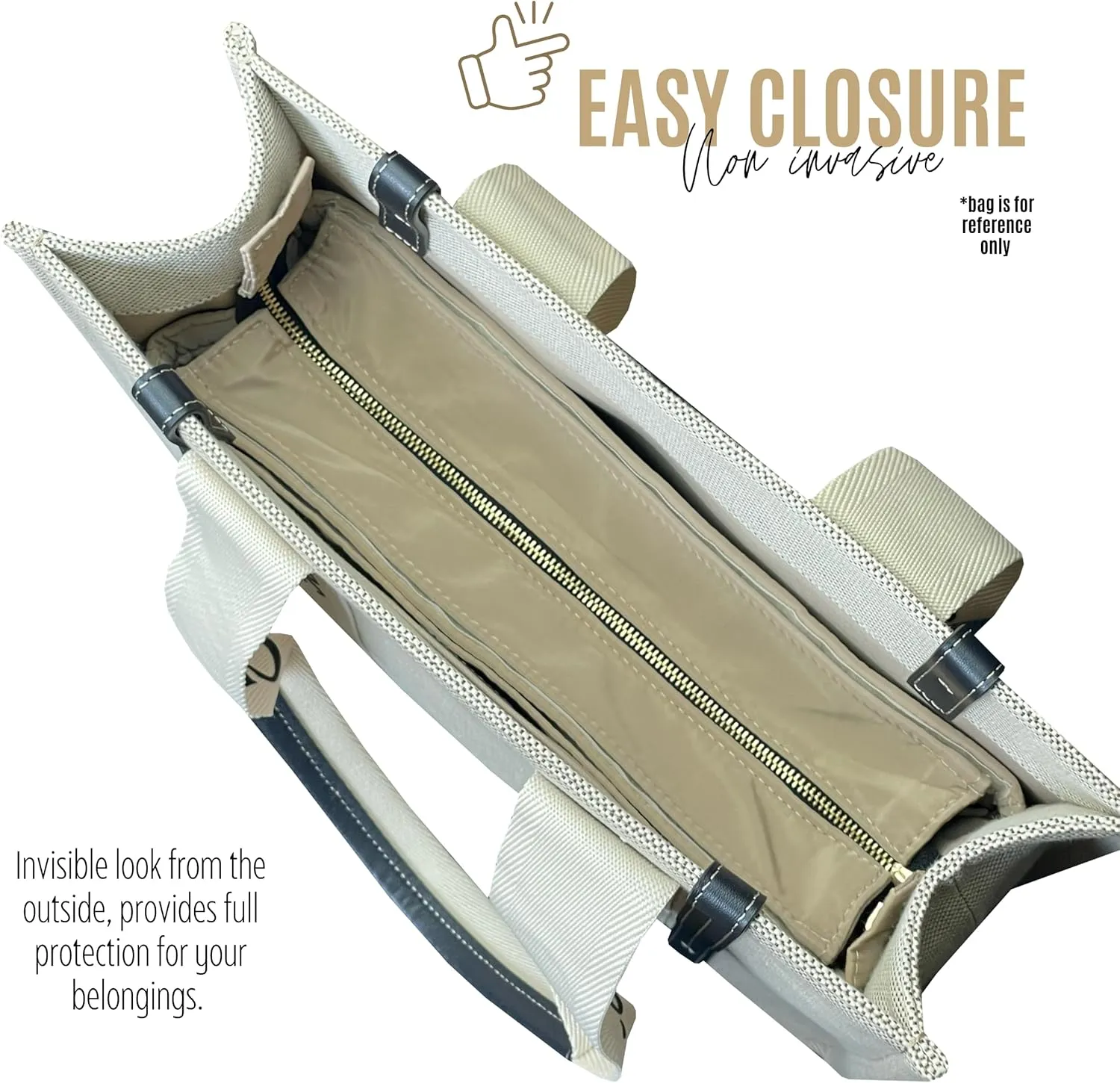Premium Purse Organizer compatible with Chloe Woody Tote Insert, Handmade Waterproof Nylon Insert fits Small/Medium/Large Tote, Perfect Fit (Beige, For Large Woody)