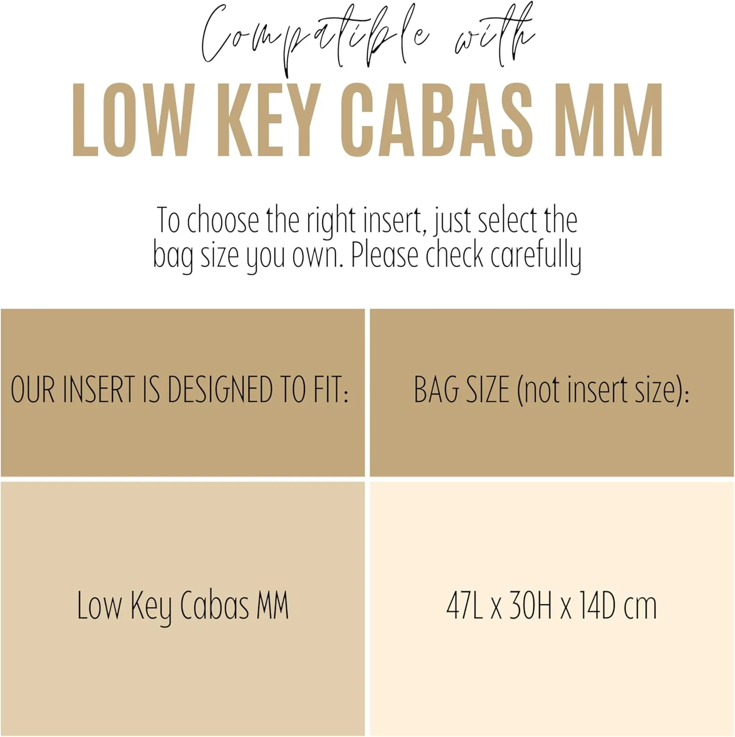 Premium Purse Organizer compatible with Lv Low Key Cabas MM Insert - Handmade Bag Organizer 2mm Thick, Perfect fit for MM Cabas Tote (Beige, For Low Key Cabas MM)