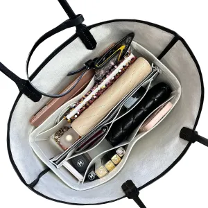 Premium Purse Organizer fits St louis PM Bag Organizer, Saint Louis GM Tote Bag Insert, Handmade 2mm Premium Felt Snug Sturdy Oval Shape with Silver Zipper (For St Louis GM, Beige)