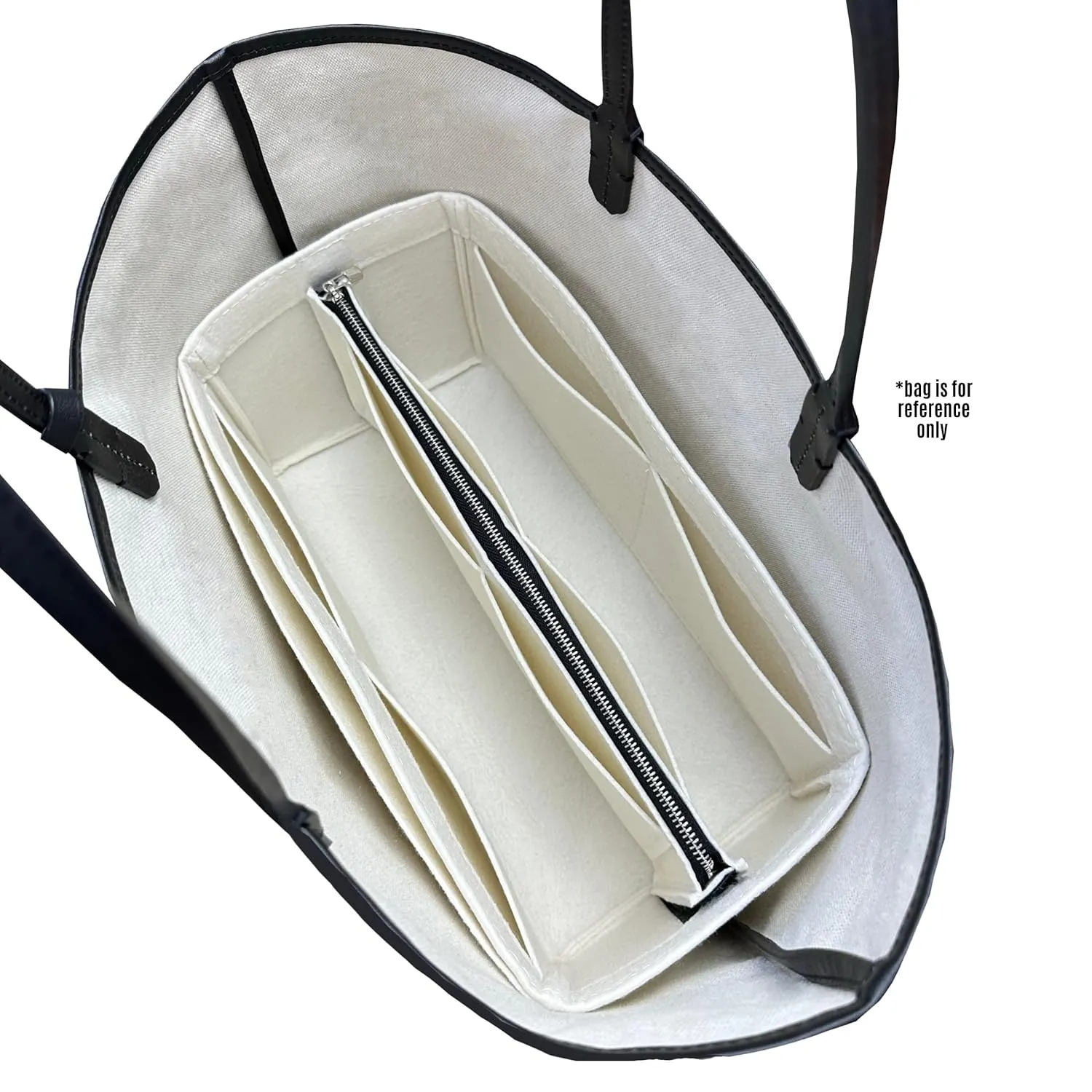Premium Purse Organizer fits St louis PM Bag Organizer, Saint Louis GM Tote Bag Insert, Handmade 2mm Premium Felt Snug Sturdy Oval Shape with Silver Zipper (For St Louis GM, Beige)