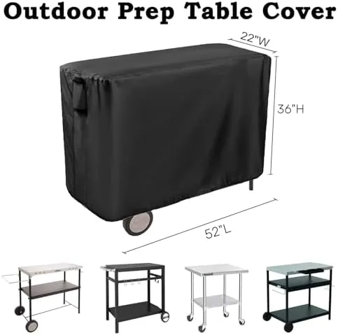 Prep Table Cover for Cuisinart CPT-200 Outdoor BBQ Prep Cart, 50inch BBQ Cart Cover Waterproof Tool Box Grill Table Cover - 52 x 22 x 36 Inch