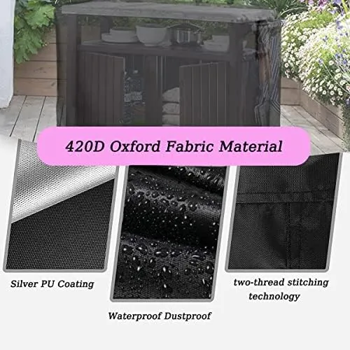 Prep Table Cover for Cuisinart CPT-200 Outdoor BBQ Prep Cart, 50inch BBQ Cart Cover Waterproof Tool Box Grill Table Cover - 52 x 22 x 36 Inch