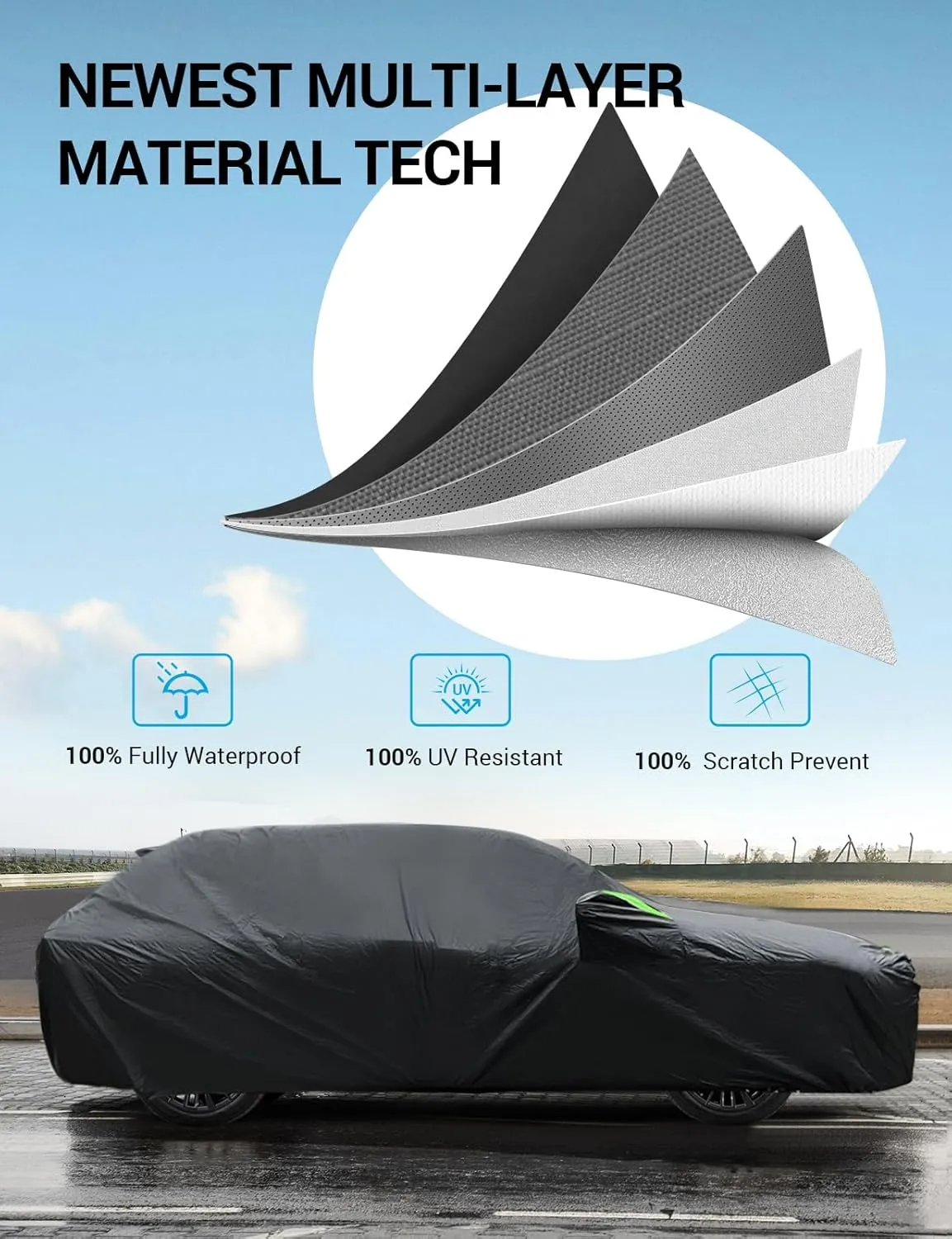Proadsy 2025 Upgrade Car Cover Custom Fit for Ford Edge 2015-2025, Waterproof All Weather for Automobiles, Full Exterior Cover Rain Snow Sun Protector Indoor Outdoor Car Cover