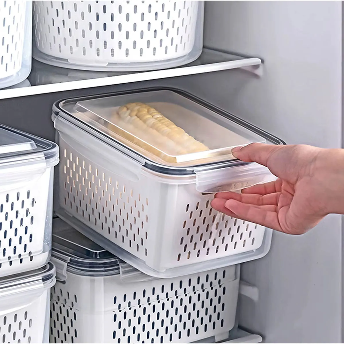 Produce Quick delivery Containers and Time-saving Organized 3-Pack Keep Fridge Storage Crisp, Clean, – Your