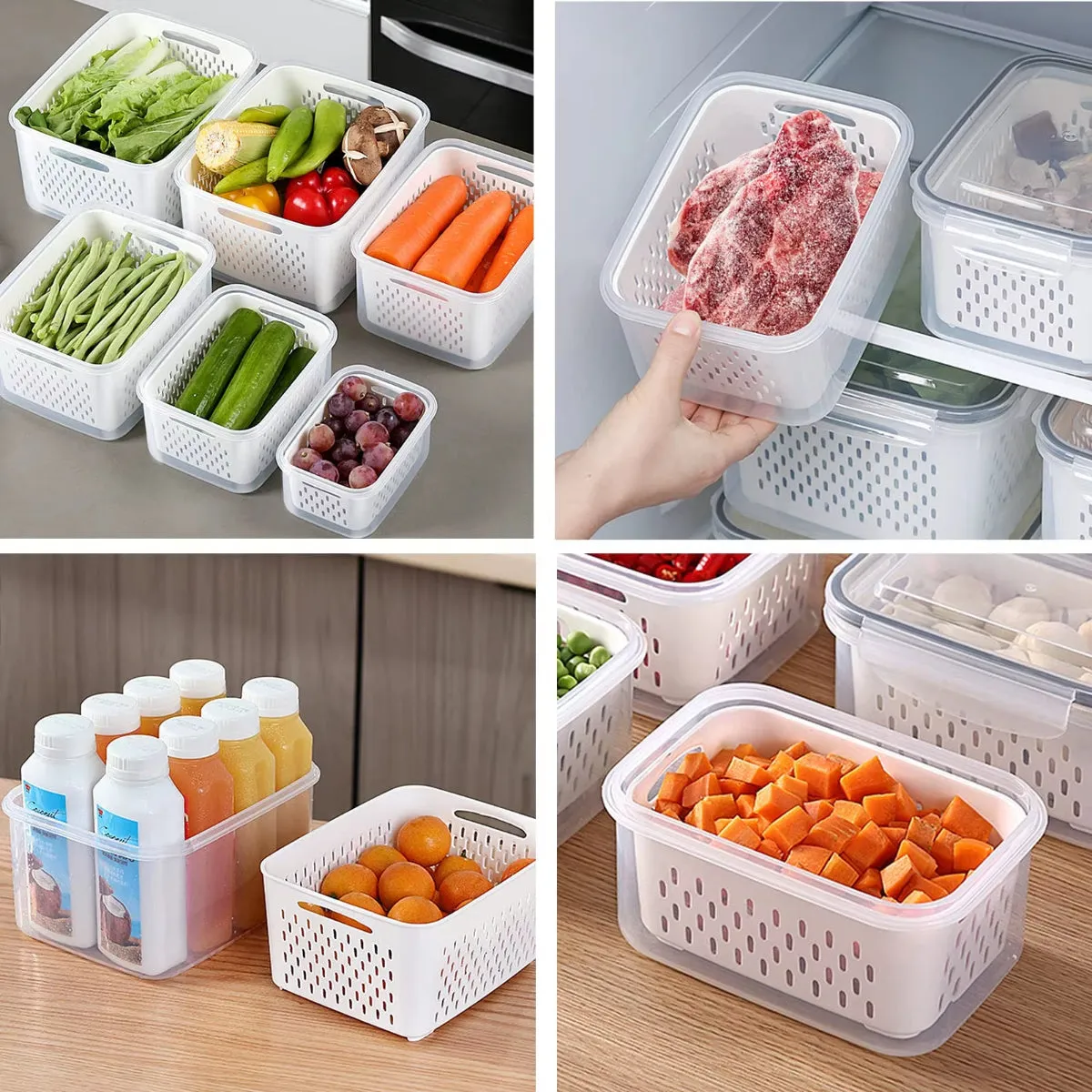 Produce Quick delivery Containers and Time-saving Organized 3-Pack Keep Fridge Storage Crisp, Clean, – Your