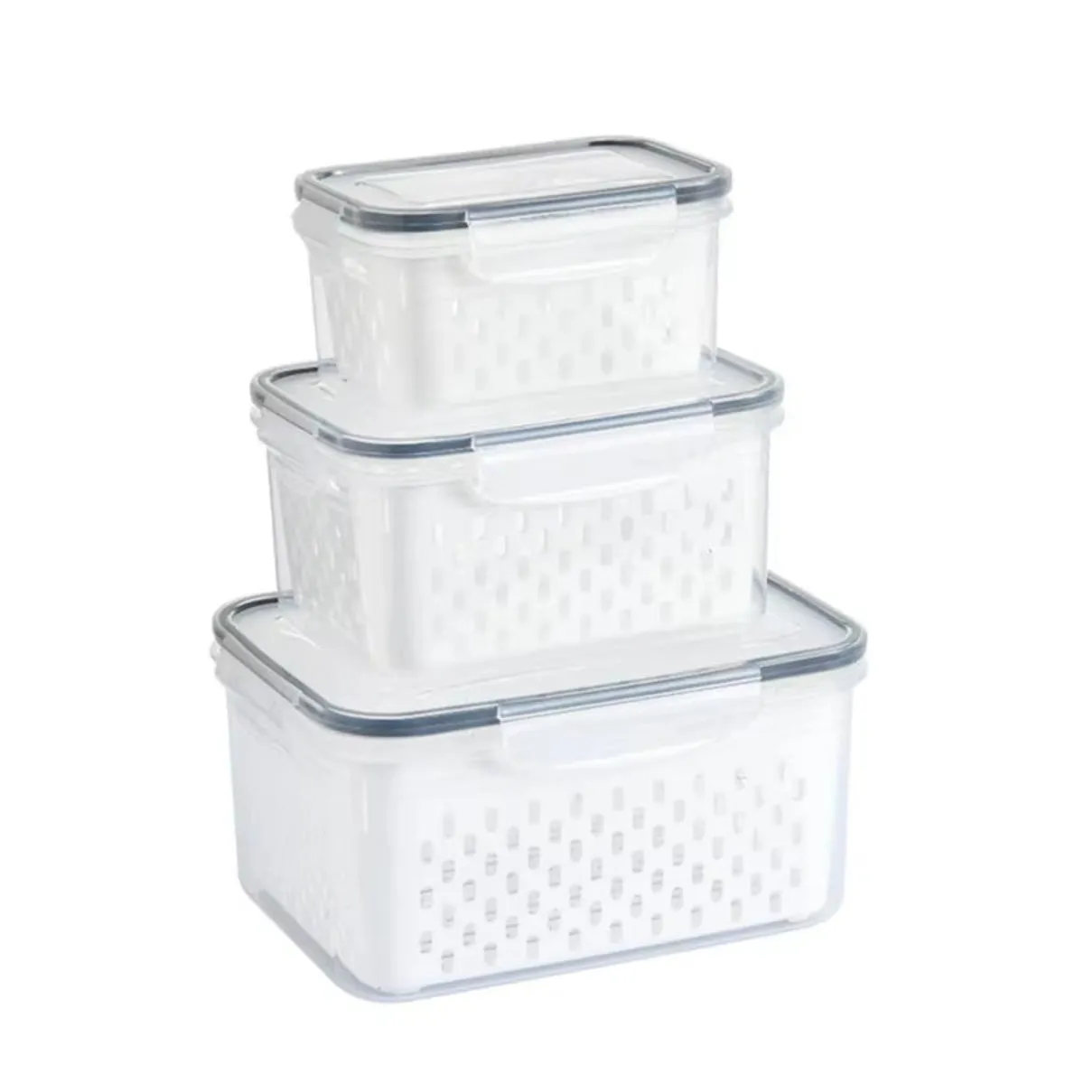Produce Quick delivery Containers and Time-saving Organized 3-Pack Keep Fridge Storage Crisp, Clean, – Your