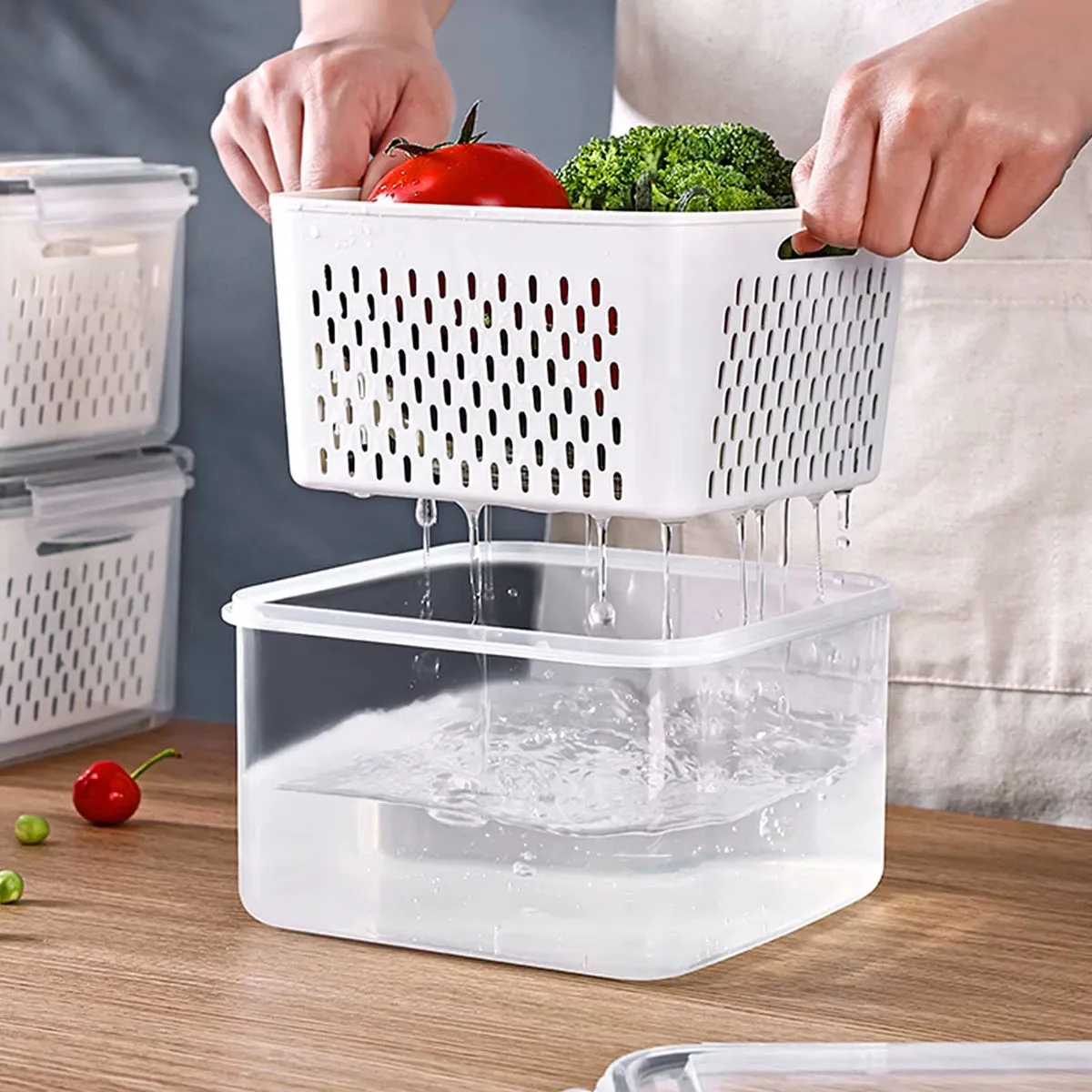 Produce Quick delivery Containers and Time-saving Organized 3-Pack Keep Fridge Storage Crisp, Clean, – Your
