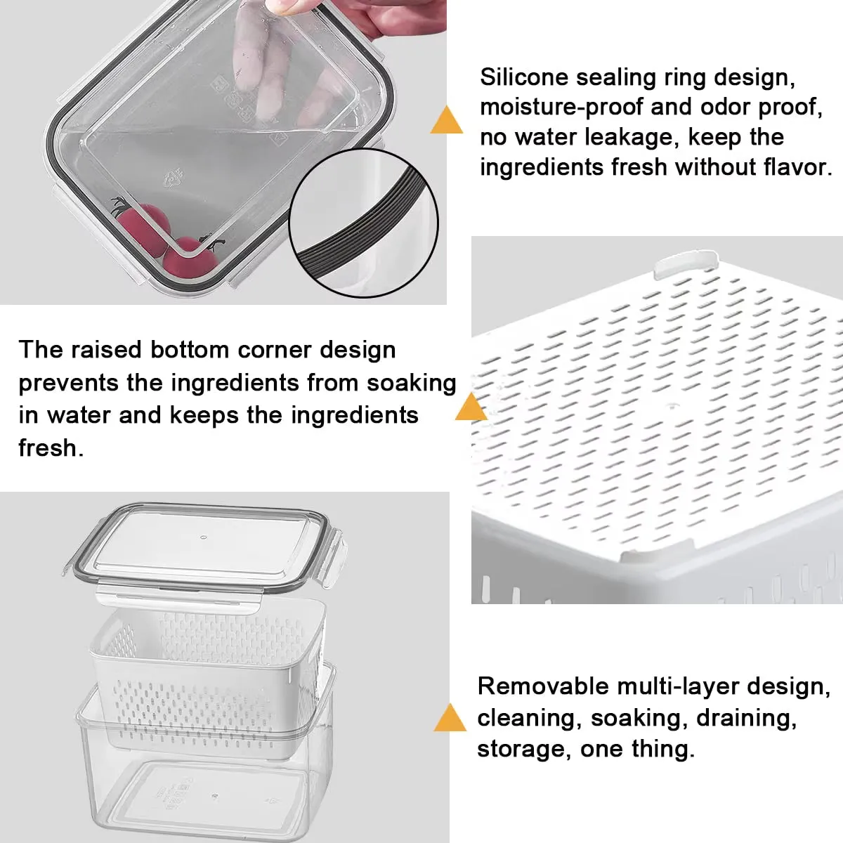 Produce Quick delivery Containers and Time-saving Organized 3-Pack Keep Fridge Storage Crisp, Clean, – Your